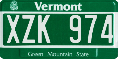 VT license plate XZK974