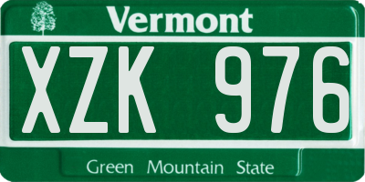 VT license plate XZK976