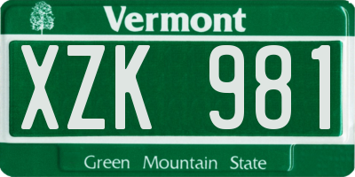 VT license plate XZK981
