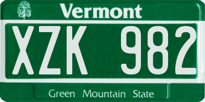 VT license plate XZK982