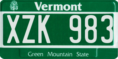 VT license plate XZK983