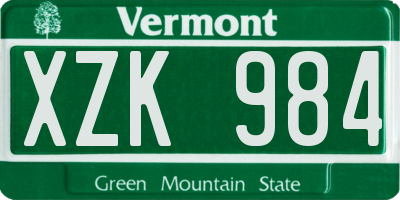 VT license plate XZK984