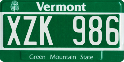VT license plate XZK986
