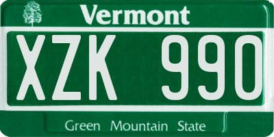 VT license plate XZK990