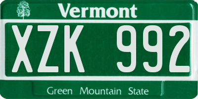 VT license plate XZK992