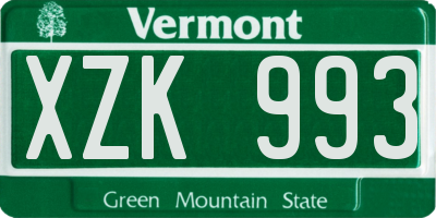 VT license plate XZK993