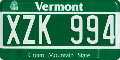 VT license plate XZK994