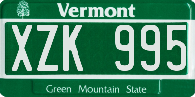 VT license plate XZK995