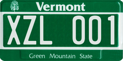 VT license plate XZL001