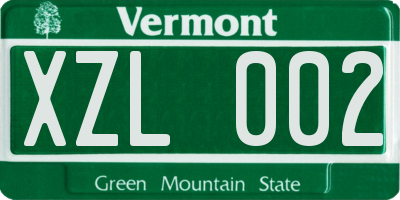 VT license plate XZL002
