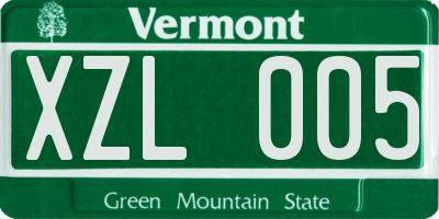 VT license plate XZL005