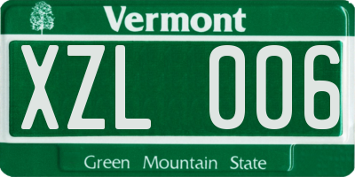 VT license plate XZL006