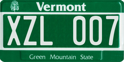 VT license plate XZL007