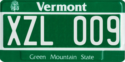 VT license plate XZL009