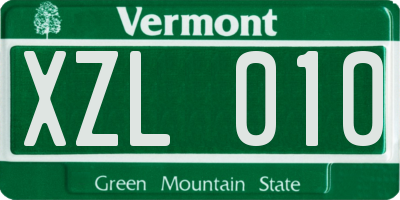 VT license plate XZL010