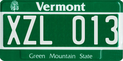 VT license plate XZL013