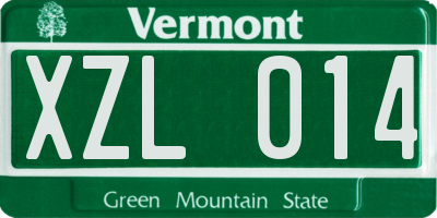 VT license plate XZL014