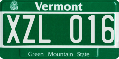 VT license plate XZL016