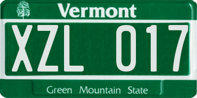 VT license plate XZL017