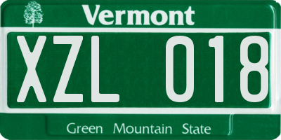 VT license plate XZL018