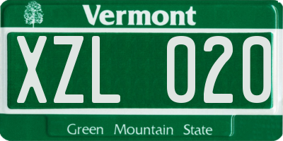 VT license plate XZL020