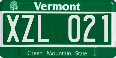 VT license plate XZL021