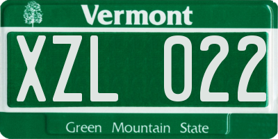 VT license plate XZL022