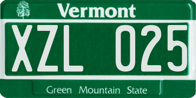 VT license plate XZL025