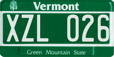 VT license plate XZL026