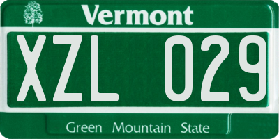 VT license plate XZL029