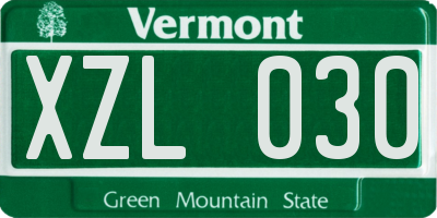 VT license plate XZL030