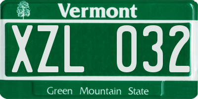 VT license plate XZL032
