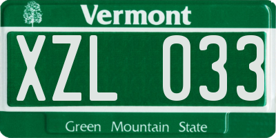 VT license plate XZL033