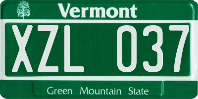 VT license plate XZL037