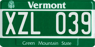 VT license plate XZL039