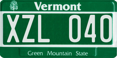 VT license plate XZL040