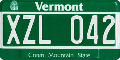 VT license plate XZL042