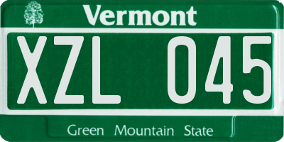 VT license plate XZL045