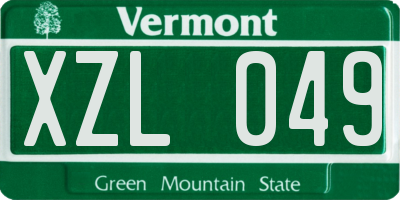 VT license plate XZL049