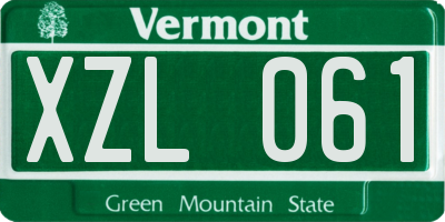 VT license plate XZL061