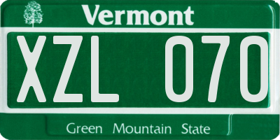 VT license plate XZL070