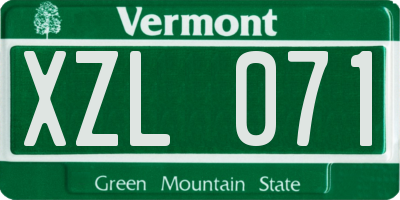 VT license plate XZL071