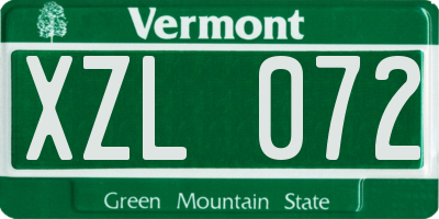 VT license plate XZL072