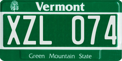 VT license plate XZL074