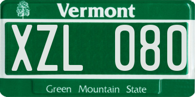 VT license plate XZL080