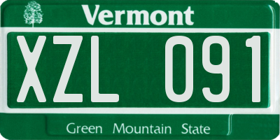 VT license plate XZL091