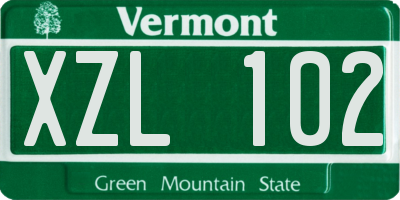 VT license plate XZL102