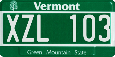 VT license plate XZL103
