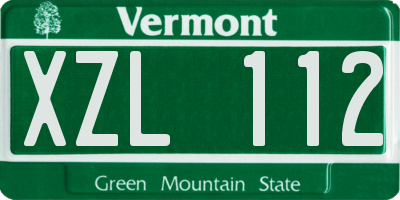VT license plate XZL112