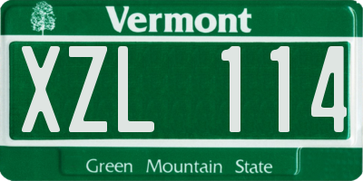 VT license plate XZL114